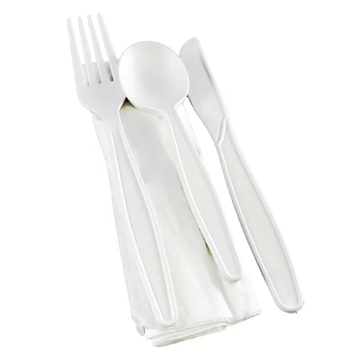 [PWSCS7] Victoria Bay 4PC  Kit White Napkin,Fork,Knife,Spoon 250 paquetes 